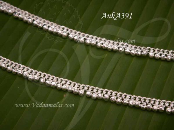 Anklets German Silver Paayal White Metal 10.5 inches