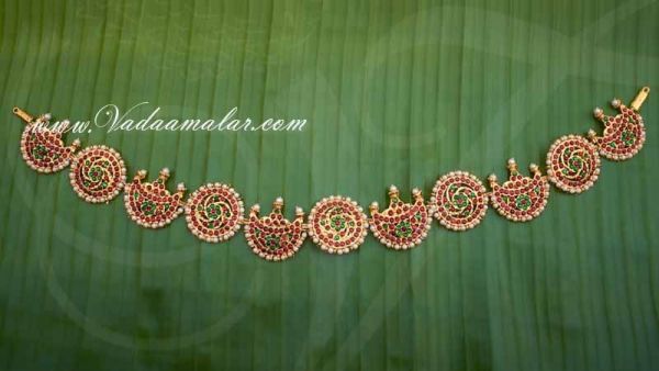 Odiyanam Red with Green Stone Simple Hip Chain Waist Belt For