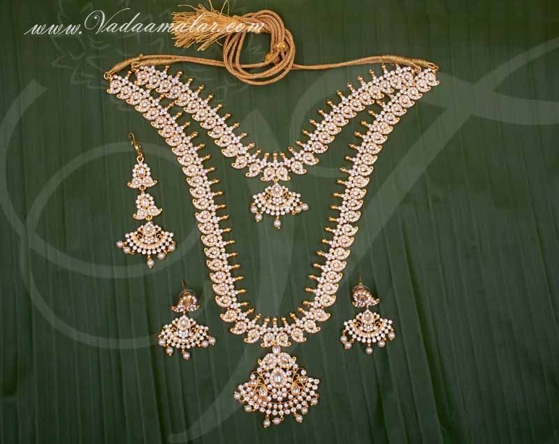 Long and short necklace combo set | Traditional gold plated long, Medium  and short necklace designs | South Indian Style wedding jewelry set